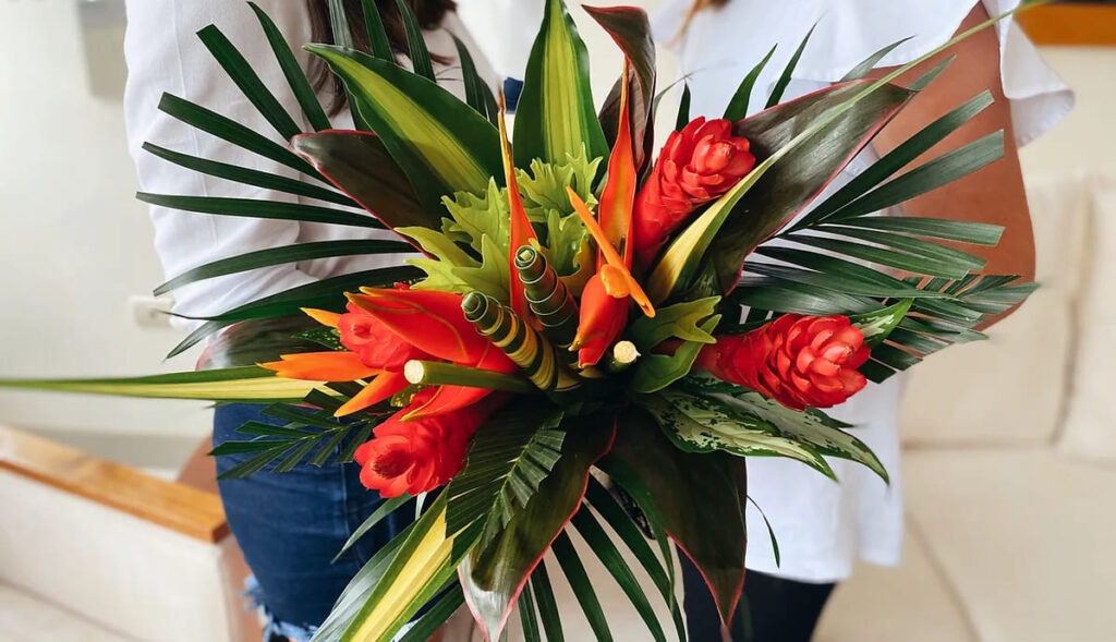 Hands with Tropical Bouquet 